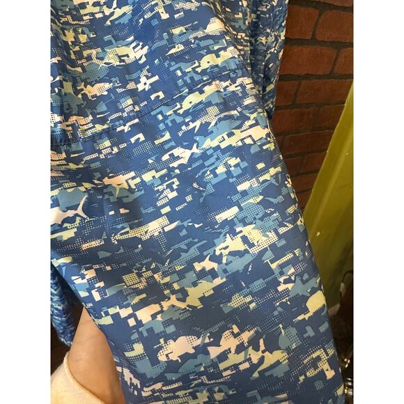 COLUMBIA BLUE WINDBREAKER MENS Large PFG ZIP UP JACKET PRINTED PATTERN GEOMETRIC - Picture 10 of 16